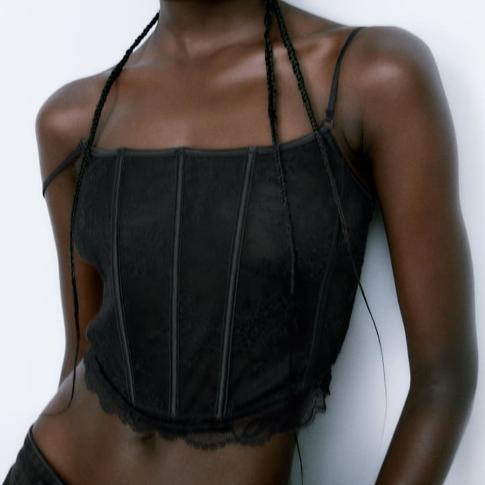 NWT LACE CORSET  BLACK - REF. 1067/404.